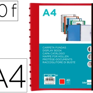 Portfólio A4 40 Bolsas, Envelope e Separadores Vermelho