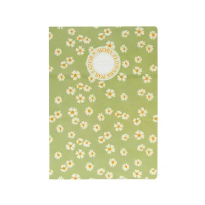 Caderno Agrafado A4 Quadriculado FLOWERS Verde 48Fls