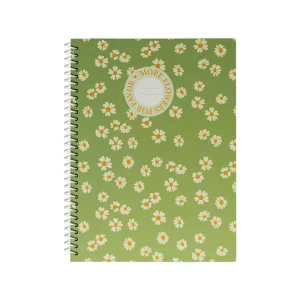 Caderno Espiral A4 Pautado FLOWERS Verde 80Fls
