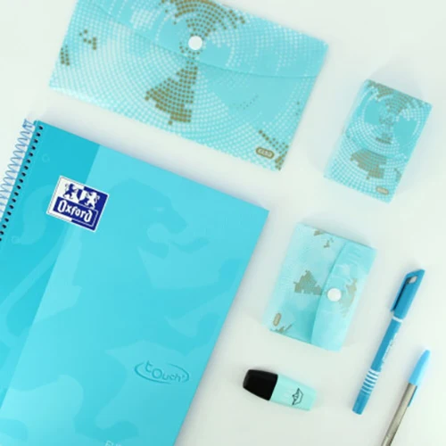 Caderno Espiral A4 Oxford Touch Capa Dura Azul Pastel Xadrez - Image 3