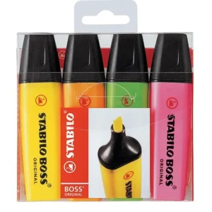 Bolsa de 4 Marcadores Stabillo Boss Fluorescentes